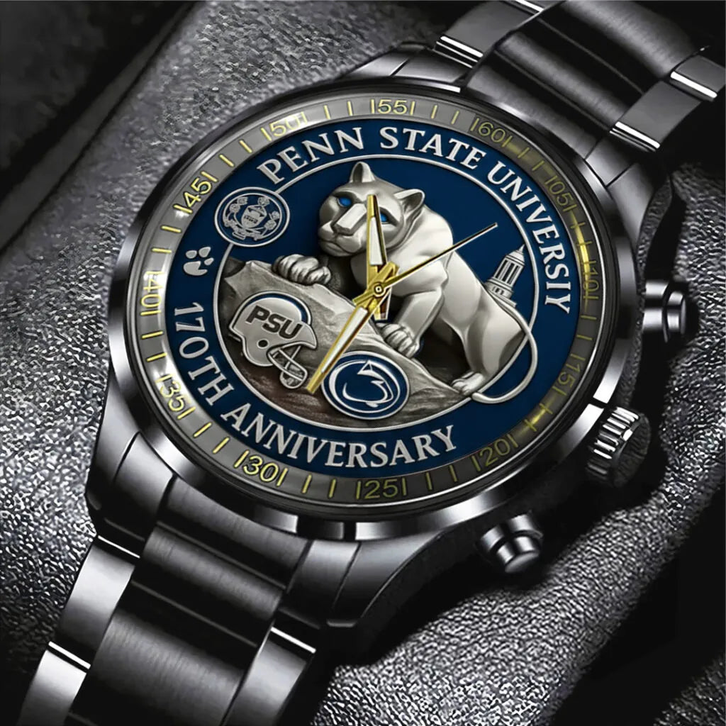 Penn State Nittany Lions Football 170th Anniversary 2025 Black Stainless Steel Watch – TANTN16149