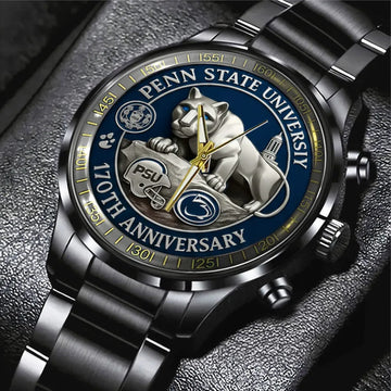 Penn State Nittany Lions Football 170th Anniversary 2025 Black Stainless Steel Watch – TANTN16149