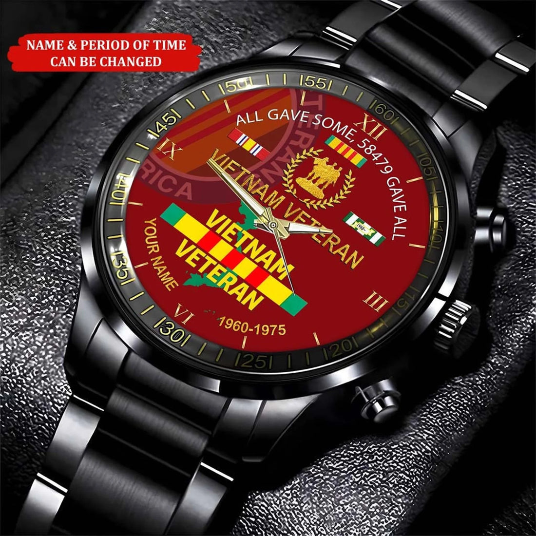 Personalized All Gave Some 58479 Gave All Vietnam Veteran Watch, Proud Veteran Watch, Military Veteran Watch, Dad Gift, Military Style Watch1-1