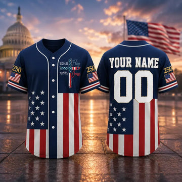 Personalized Ameica 250 Jersey, 4th of July Baseball Shirt, USA Patriotic Jersey, Custom Name Number Independence Day Outfit-2