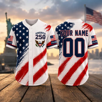 Personalized Ameica 250 Jersey, 4th of July Baseball Shirt, USA Patriotic Jersey, Custom Name Number Independence Day Outfit-3