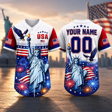 Personalized Ameica 250 Jersey, 4th of July Baseball Shirt, USA Patriotic Jersey, Custom Name Number Independence Day Outfit-4
