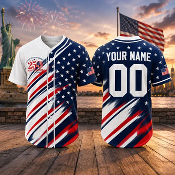 Personalized Ameica 250 Jersey, 4th of July Baseball Shirt, USA Patriotic Jersey, Custom Name Number Independence Day Outfit-5