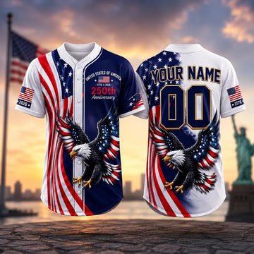 Personalized Ameica 250 Jersey, 4th of July Baseball Shirt, USA Patriotic Jersey, Custom Name Number Independence Day Outfit-8