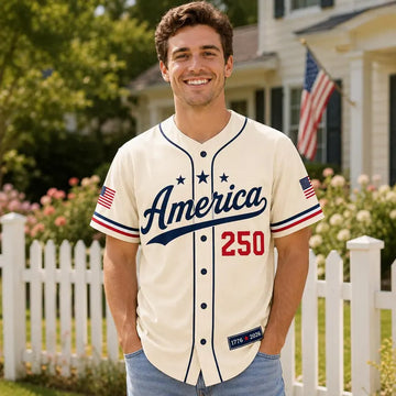 Personalized America 250 Baseball Jersey, 1776 2026 Custom Name USA 250th Anniversary Shirt, Patriotic Baseball Jersey, 4th of July Gift