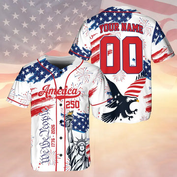 Personalized America 250 Jersey, Custom Name Number Independence Day Outfit, Independence Day Baseball Jersey, 4th of July Baseball Shirt,