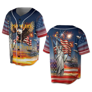 Personalized America Patriotic 250th Anniversary Baseball Jersey Shirt, Vintage American History Gift for Him