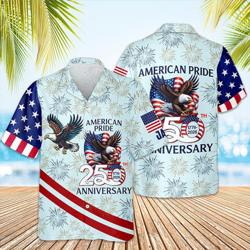 Personalized American Pride Patriotic 250th Anniversary Eagle Hawaiian Shirt, 4th of July American, Independence Day Gift, Patriotic Freedom