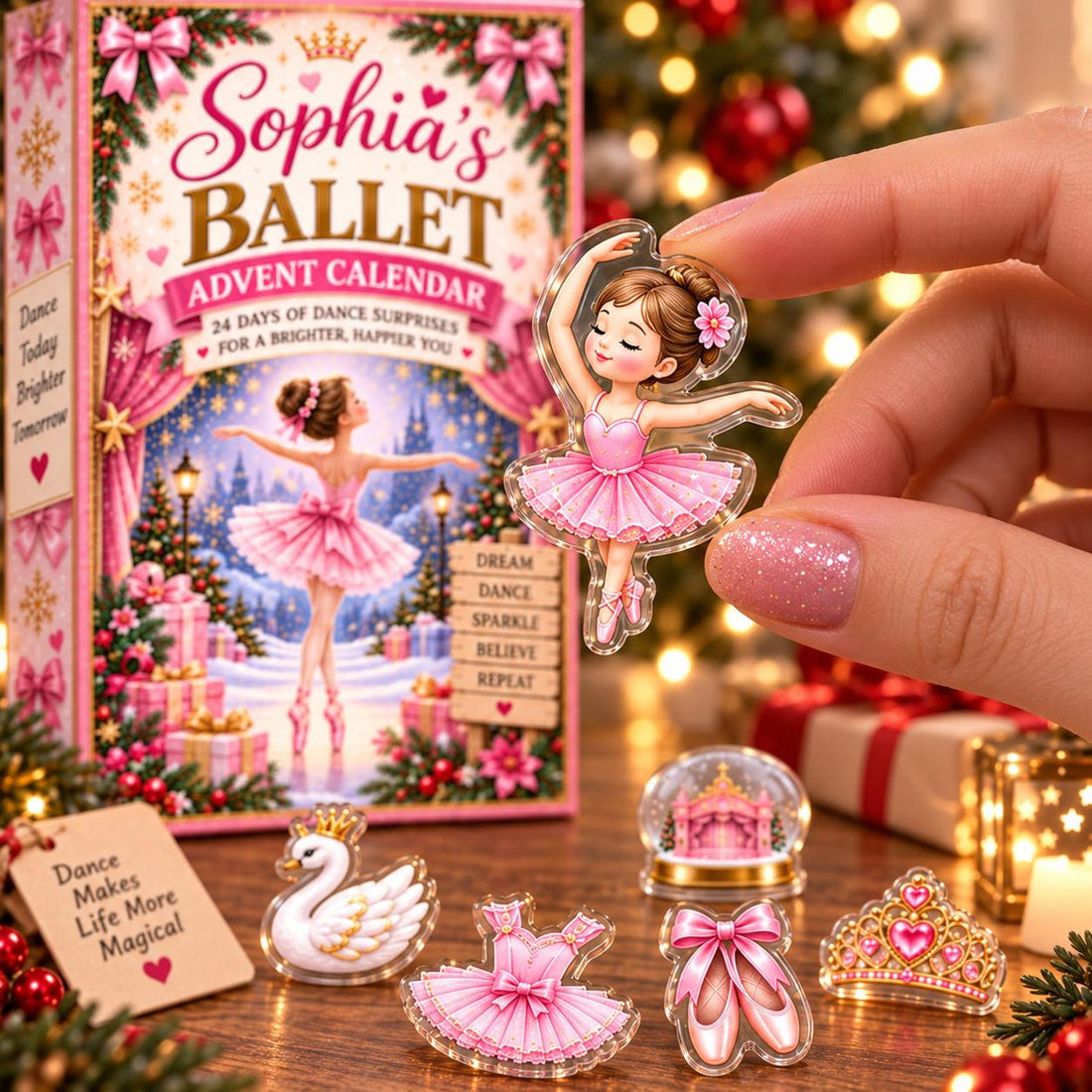 Personalized Ballet Advent Calendar Custom Name Ballerina Christmas Countdown Box 24 Days Dance Surprises Gift For Kids