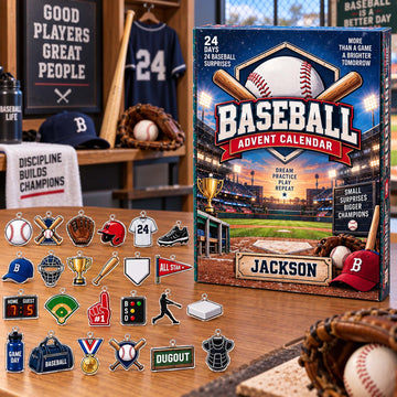 Personalized Baseball Advent Calendar 2026 Custom Baseball Blind Box 24 Day Christmas Countdown With Baseball Tokens Xmas Countdown Gifts