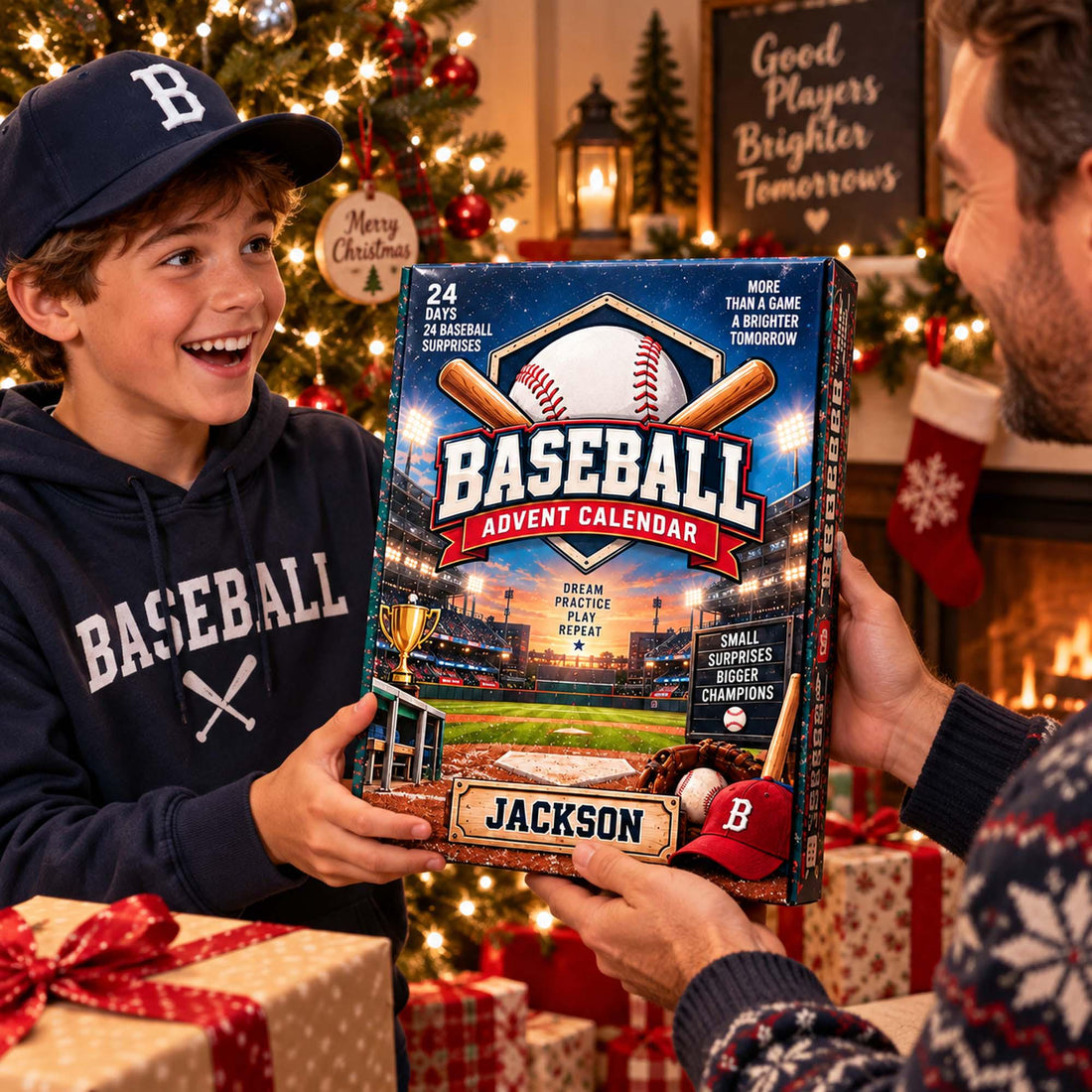 Personalized Baseball Advent Calendar 2026 Custom Baseball Blind Box 24 Day Christmas Countdown With Baseball Tokens Xmas Countdown Gifts