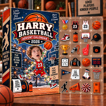 Personalized Basketball Advent Calendar Custom Photo Name Christmas Gift For Basketball Player