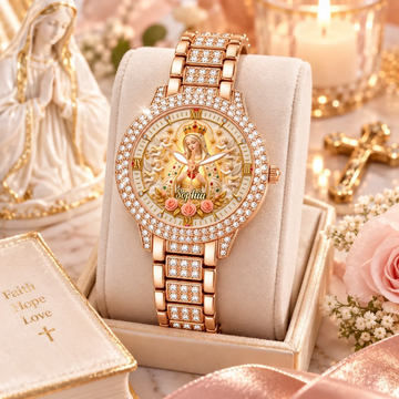 Personalized Blessed Virgin Mary Angels Watch Custom Name Sacred Heart Catholic Watch Gift For Her