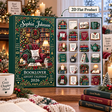 Personalized Book Lover Advent Calendar Christmas Ornament Set 24 Day Reading Countdown Cozy Library Decor Gift 2026 For Bookworms Gift