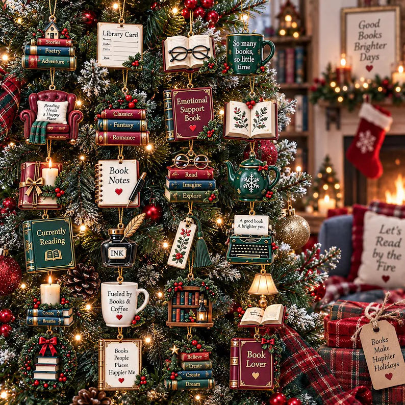 Personalized Book Lover Advent Calendar Christmas Ornament Set 24 Day Reading Countdown Cozy Library Decor Gift 2026 For Bookworms Gift