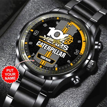 Personalized Caterpillar Black Stainless Steel Watch