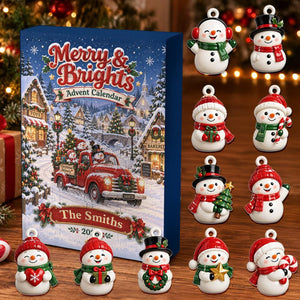 Personalized Christmas Advent Calendar 2026 24 Snowman Acrylic Charms Countdown Box Gift