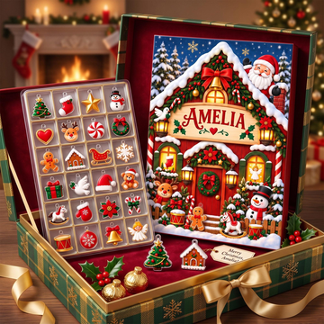 Personalized Christmas Advent Calendar 2026 Custom Name Holiday Ornament Countdown Santa Christmas Gift For Kids Girls Boys And Families