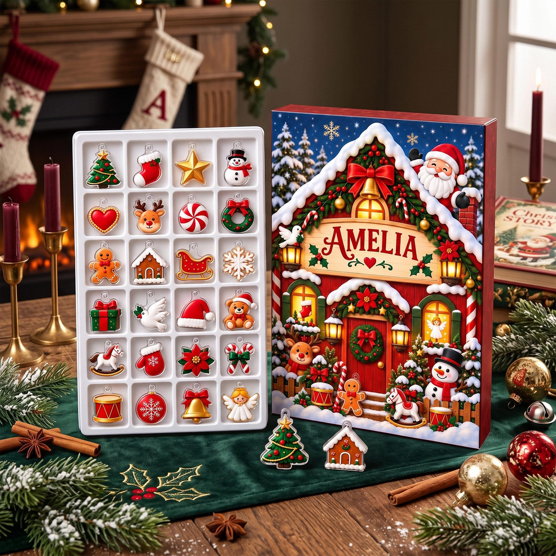 Personalized Christmas Advent Calendar 2026 Custom Name Holiday Ornament Countdown Santa Christmas Gift For Kids Girls Boys And Families