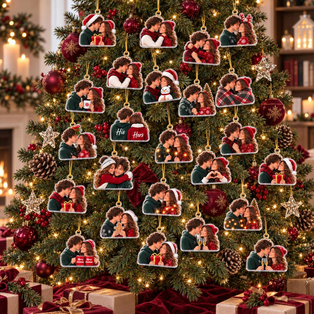 Personalized Couple Advent Calendar 2026 24 Acrylic Christmas Ornaments Custom Photo Countdown Box Romantic Gifts For Couples Xmas Decor