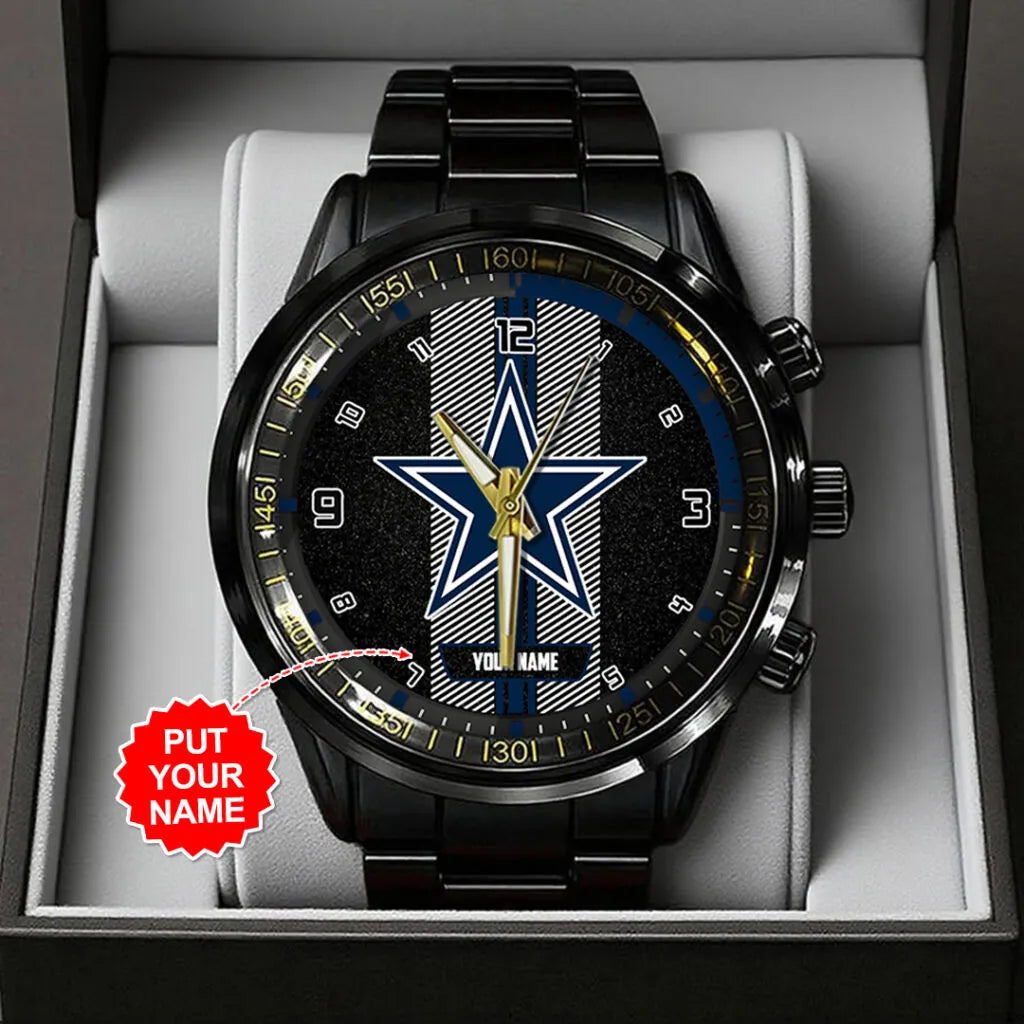 Personalized Dallas Cowboys Black Stainless Steel Watch – TANTN16011