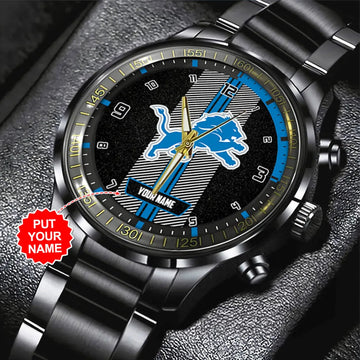 Personalized Detroit Lions Black Stainless Steel Watch – TANTN16013