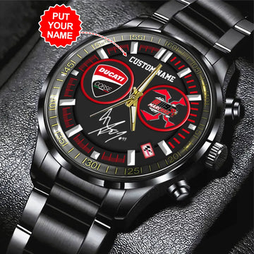 Personalized Ducati Lenovo Team x Marc Márquez Black Stainless Steel Watch – TANTN 11479