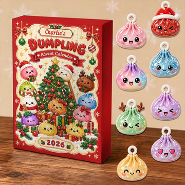 Personalized Dumpling Advent Calendar 24 Acrylic Charms Custom Name 2026 Countdown Asian Food Keepsake