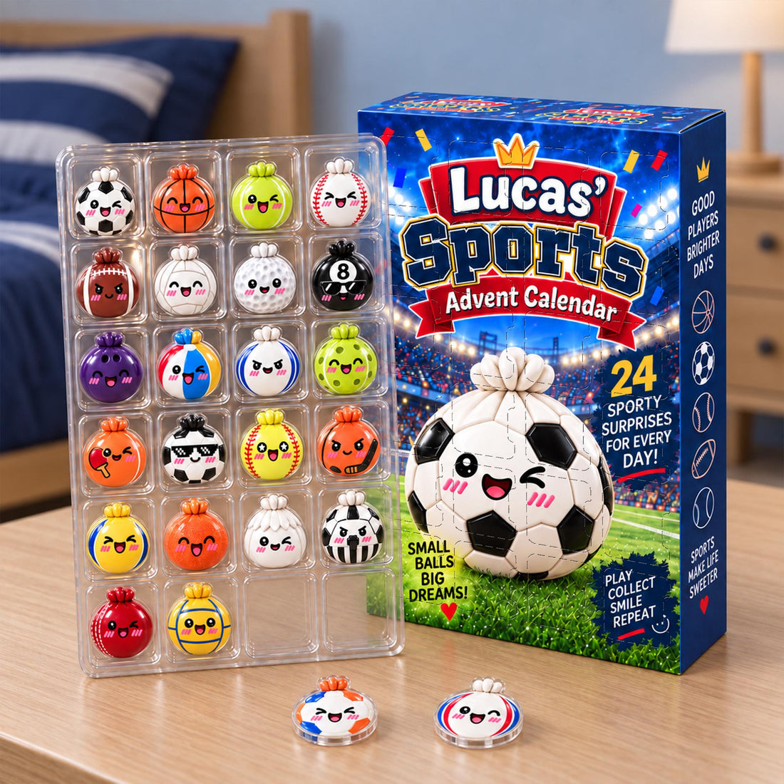 Personalized Dumpling Sports Blind Box Advent Calendar Custom 24 Day Kids Kawaii Charm Toy