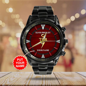 Personalized Elvis Presley Black Stainless Steel Watch