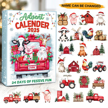 Personalized Farm Animal Advent Calendar 2026 Custom Name Christmas Countdown Box 24 Days Of Holiday Fun For Kids And Families