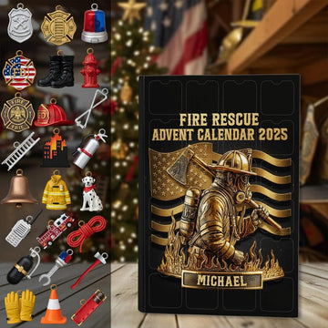Personalized Fireman Rescue Advent Calendar Gift For Fireman Loves Acrylic Blind Box Countdown Calendar With Ornaments Christmas Gift Ideas
