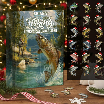 Personalized Fishing Advent Calendar 2026 Christmas Gifts For Fishing Lover Acrylic Blind Box Countdown Calendar Christmas Gift Ideas