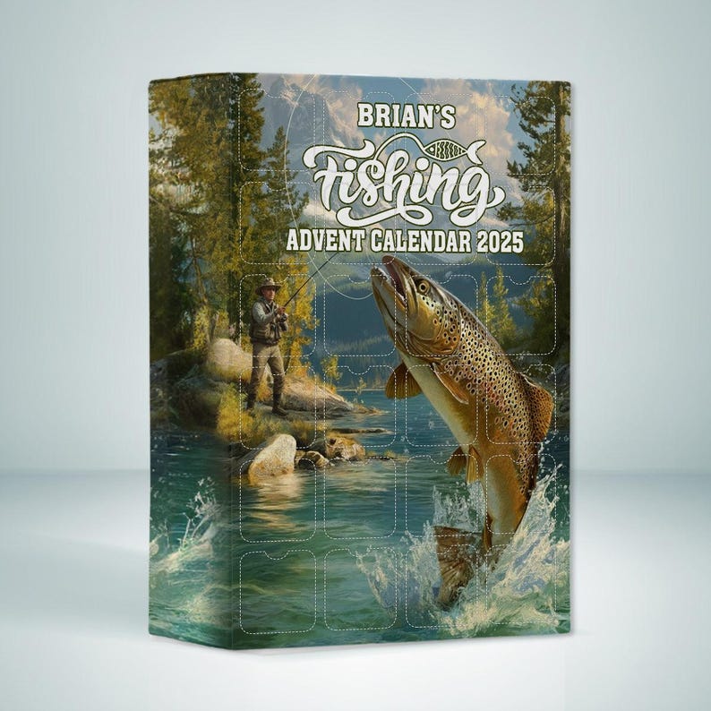 Personalized Fishing Advent Calendar 2026 Christmas Gifts For Fishing Lover Acrylic Blind Box Countdown Calendar Christmas Gift Ideas