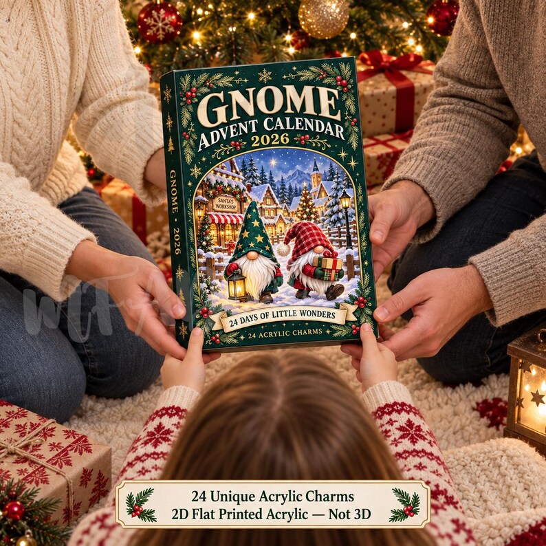 Personalized Gnome Advent Calendar 2026 24 Days Xmas Scandinavian Gnome Ornaments Countdown Box Custom Holiday Decor Gift For Gnome Lovers
