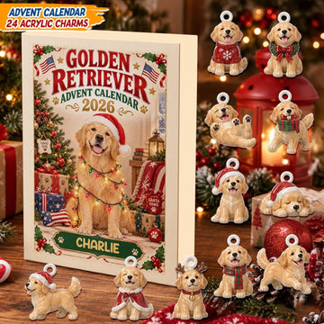 Personalized Golden Retriever Advent Calendar 24 Acrylic Charms Christmas Countdown Gift For Dog Lovers