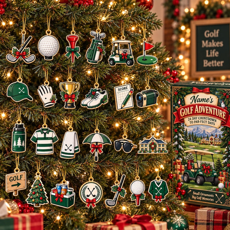 Personalized Golf Advent Calendar 24 Day Countdown Ornament 2026