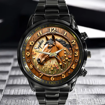 Personalized Horse Watch Custom Name Equestrian Design Gift For Horse Lovers