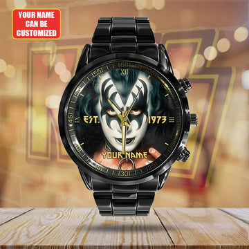 Personalized KISS Black Stainless Steel Watch – HUANNM 4878