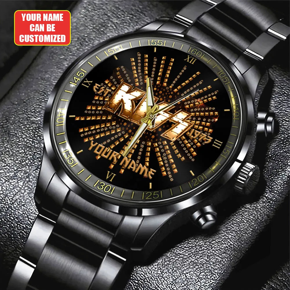 Personalized KISS Black Stainless Steel Watch – HUANNM 4879