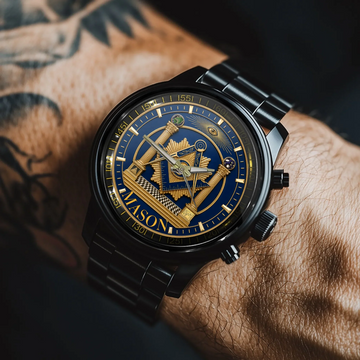 Personalized Masonic Square Compass Watch Custom Name Freemason Symbol Watch Gift For Freemasons