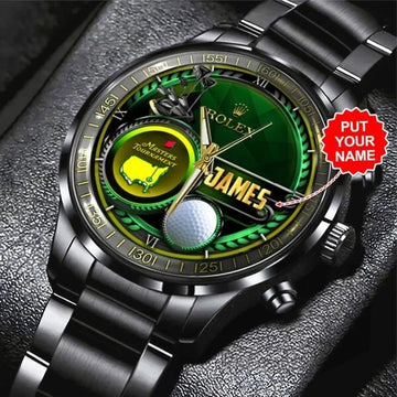 Personalized Masters Tournament Black Stainless Steel Watc