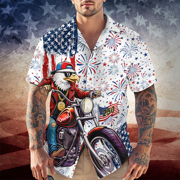 Personalized Name Eagle US Flag Hawaii Shirt HA75 920892