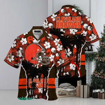 Personalized Name NFL Cleveland Browns Hawaii Shirt Palm Tree Aloha Shirt For Beach Lover