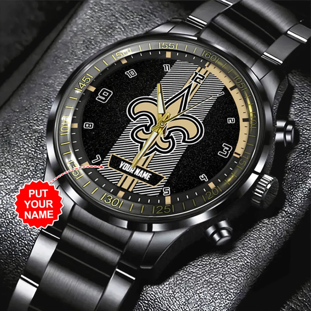Personalized New Orleans Saints Black Stainless Steel Watch – TANTN16021