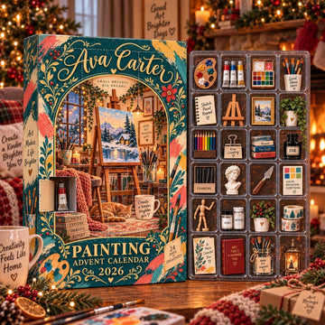 Personalized Painting Advent Calendar Artist Christmas Countdown Box Custom Name Art Lover Gift 24 Days Creative Holiday Calendar