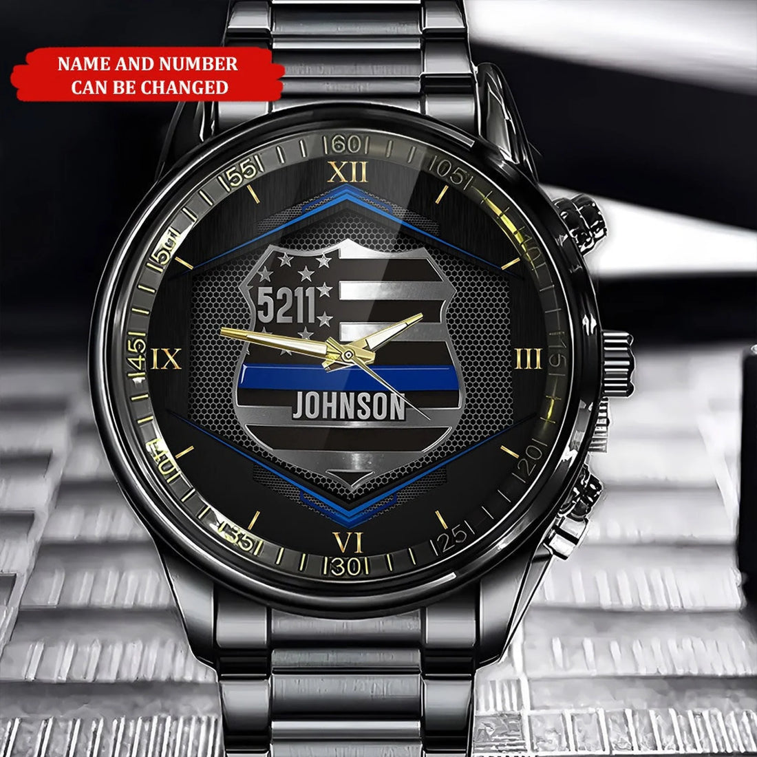 Personalized Police Officer Custom Business Watch Gift, Police Badge Watch, Police Gift, Gift for Police Dad, Grandpa