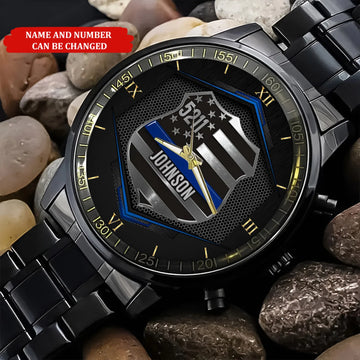 Personalized Police Officer Custom Business Watch Gift, Police Badge Watch, Police Gift, Gift for Police Dad, Grandpa