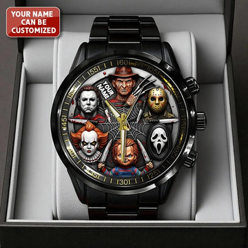 Personalized Scary Halloween Black Stainless Steel Watch