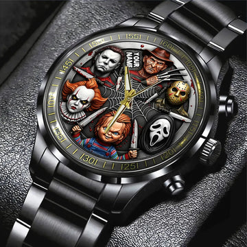 Personalized Scary Halloween Horror Movies Black Stainless Steel Watch – TANTN15882
